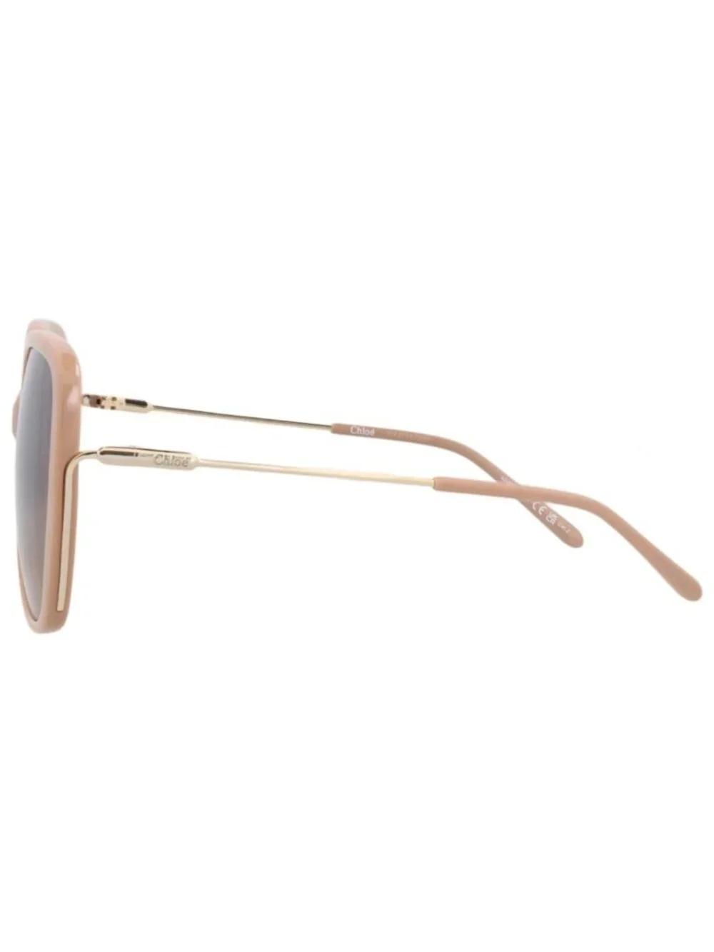 New Chloé Women's Sunglasses Square Rectangle Recycled Acetate Frame Nude Gold